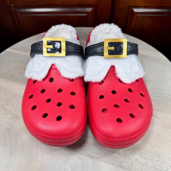 Crocs Classic Lined Santa Christmas Clogs Men’s Size 11 Red White Holiday NEW - Picture 8 of 15